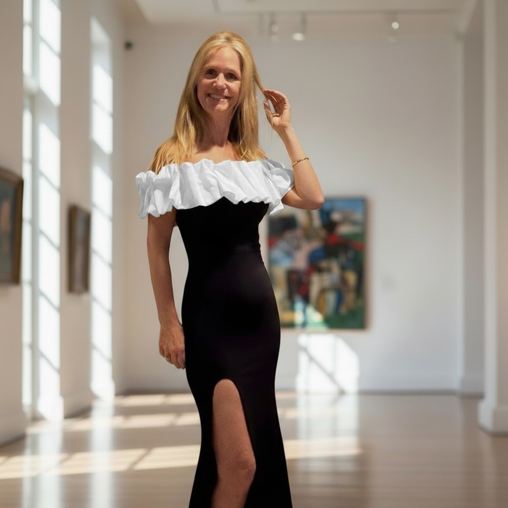 City Studio Strapless Black and White Dress